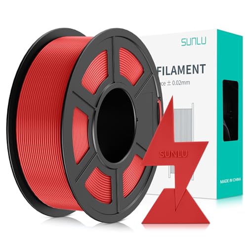 SUNLU PLA Filament Schnell Drucken 1.75mm, 3D Drucker PLA Filament mit Hoher Fließfähigkeit, Entwickelt für schnelles 3D Drucken, Rapid HS-PLA, Maßgenauigkeit +/- 0.02mm, 1KG Spule Rot von SUNLU