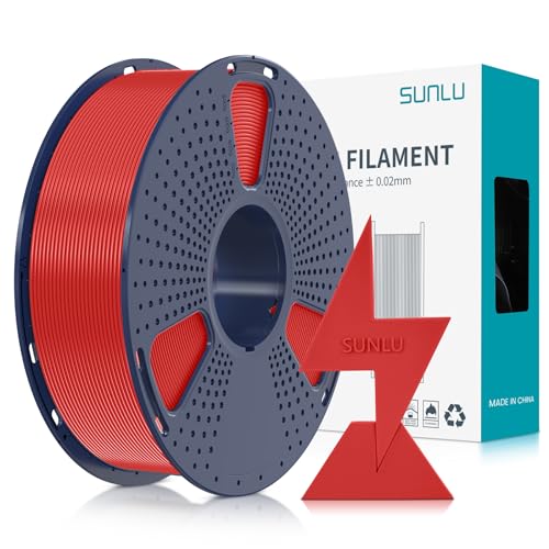 SUNLU PLA Filament Schnell Drucken 1.75mm, 3D Drucker PLA Filament mit Hoher Fließfähigkeit, Entwickelt für schnelles 3D Drucken, Rapid HS-PLA, Maßgenauigkeit +/- 0.02mm, 1KG Spule Rot von SUNLU