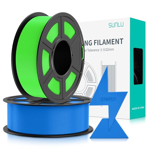 SUNLU PLA Filament Schnell Drucken 1.75mm, 3D Drucker PLA Filament mit Hoher Fließfähigkeit, Entwickelt für schnelles 3D Drucken, Rapid HS-PLA, Maßgenauigkeit +/- 0.02mm, 2KG Blau+grün von SUNLU