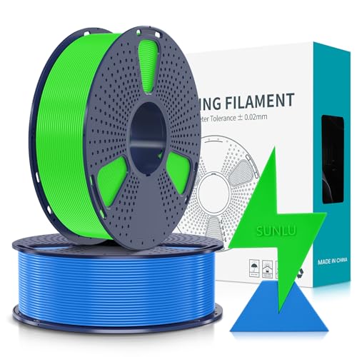 SUNLU PLA Filament Schnell Drucken 1.75mm, 3D Drucker PLA Filament mit Hoher Fließfähigkeit, Entwickelt für schnelles 3D Drucken, Rapid HS-PLA, Maßgenauigkeit +/- 0.02mm, 2KG Blau+grün von SUNLU