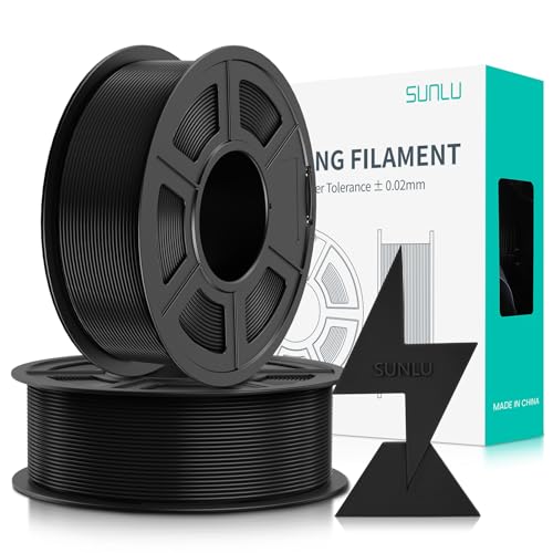 SUNLU PLA Filament Schnell Drucken 1.75mm, 3D Drucker PLA Filament mit Hoher Fließfähigkeit, Entwickelt für schnelles 3D Drucken, Rapid HS-PLA, Maßgenauigkeit +/- 0.02mm, 2KG Schwarz+schwarz von SUNLU