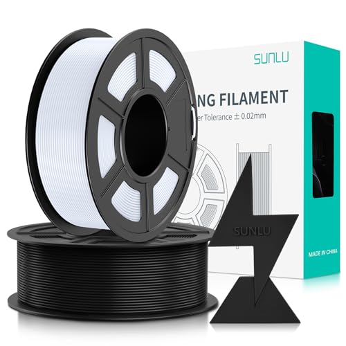 SUNLU PLA Filament Schnell Drucken 1.75mm, 3D Drucker PLA Filament mit Hoher Fließfähigkeit, Entwickelt für schnelles 3D Drucken, Rapid HS-PLA, Maßgenauigkeit +/- 0.02mm, 2KG Schwarz+weiß von SUNLU