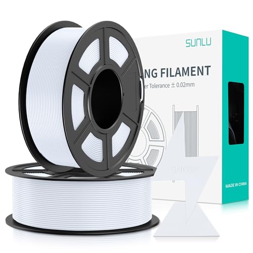 SUNLU PLA Filament Schnell Drucken 1.75mm, 3D Drucker PLA Filament mit Hoher Fließfähigkeit, Entwickelt für schnelles 3D Drucken, Rapid HS-PLA, Maßgenauigkeit +/- 0.02mm, 2KG Weiß+weiß von SUNLU