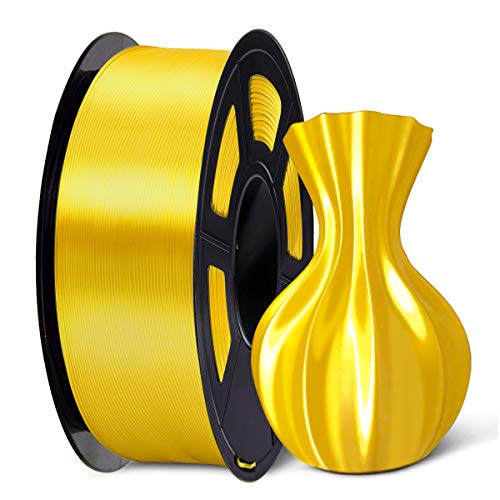 SUNLU PLA Plus Shiny Silk 3D Drucker Filament 1.75mm, Silk PLA+ 3D Druck Filament mit Seidenglattes Finish, Gute Farbwiedergabe, Maßgenauigkeit +/- 0,02mm, 1kg(2.2lb) Spule, PLA+ Silk Gelb von SUNLU