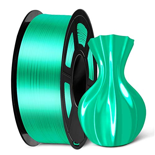 SUNLU PLA Plus Shiny Silk 3D Drucker Filament 1.75mm, Silk PLA+ 3D Druck Filament mit Seidenglattes Finish, Gute Farbwiedergabe, Maßgenauigkeit +/- 0,02mm, 1kg(2.2lb) Spule, PLA+ Silk Grün von SUNLU