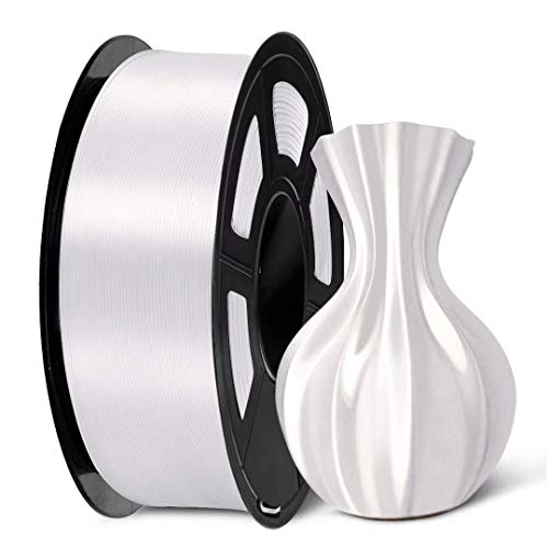 SUNLU PLA Plus Shiny Silk 3D Drucker Filament 1.75mm, Silk PLA+ 3D Druck Filament mit Seidenglattes Finish, Gute Farbwiedergabe, Maßgenauigkeit +/- 0,02mm, 1kg(2.2lb) Spule, PLA+ Silk Weiß von SUNLU