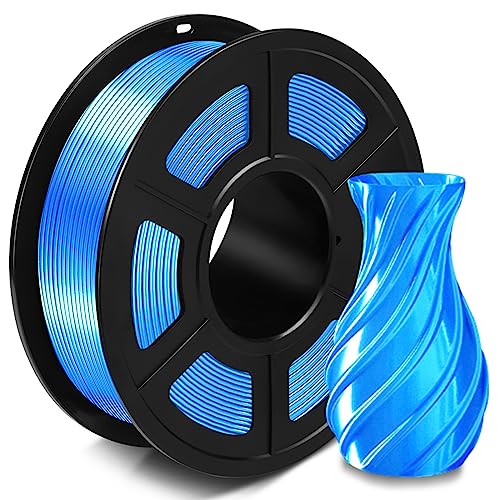 SUNLU Silk PLA+ Filament 1.75mm, Glänzendes 3D Drucker Filament, PLA Plus Filament mit Seidige Druckoberfläche, Maßgenauigkeit +/-0.02 mm, 1KG Seide Blau von SUNLU