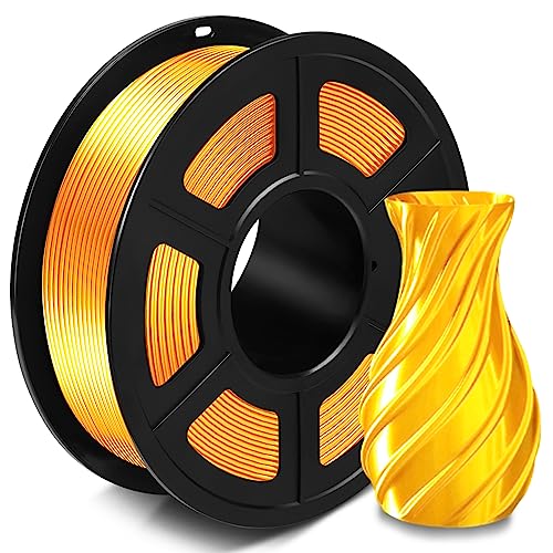 SUNLU Silk PLA+ Filament 1.75mm, Glänzendes 3D Drucker Filament, PLA Plus Filament mit Seidige Druckoberfläche, Maßgenauigkeit +/-0.02 mm, 1KG Seide Gold von SUNLU