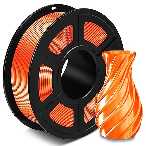 SUNLU Silk PLA+ Filament 1.75mm, Glänzendes 3D Drucker Filament, PLA Plus Filament mit Seidige Druckoberfläche, Maßgenauigkeit +/-0.02 mm, 1KG Seide Orange von SUNLU