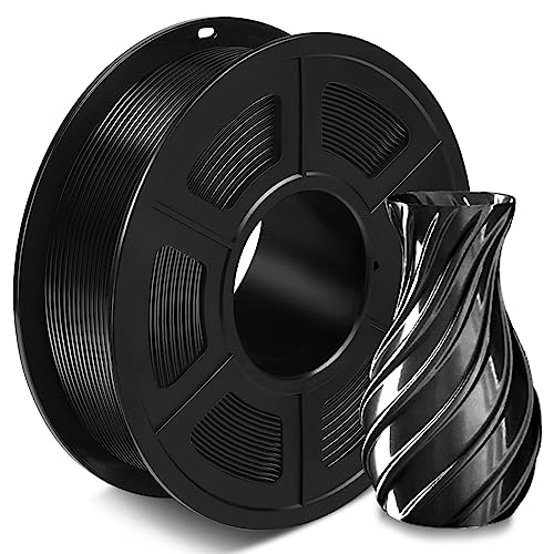 SUNLU Silk PLA+ Filament 1.75mm, Glänzendes 3D Drucker Filament, PLA Plus Filament mit Seidige Druckoberfläche, Maßgenauigkeit +/-0.02 mm, 1KG Seide Schwarz von SUNLU