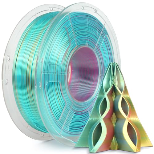 SUNLU Silk PLA Plus 3D-Druckerfilament, dreifarbig glänzendes PLA+-Filament 1.75 mm, Seidentexturen, 360° enthüllt vielfältige Farben, Maßgenauigkeit +/- 0.02 mm, 1kg Spule (2,2 lbs), Rot Gelb Grün von SUNLU