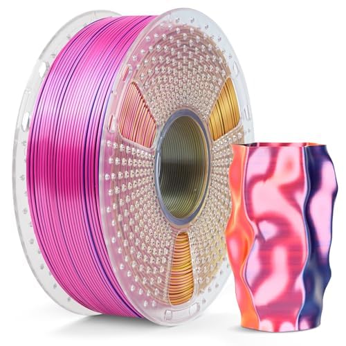 SUNLU Silk PLA Plus 3D-Druckerfilament, dreifarbig glänzendes PLA+-Filament 1.75 mm, Seidentexturen, 360° enthüllt vielfältige Farben, Maßgenauigkeit +/- 0.02 mm, 1kg Spule (2,2 lbs), Rot Gelb Blau von SUNLU
