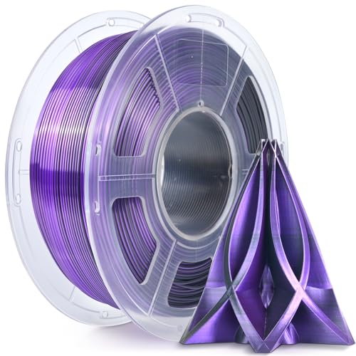 SUNLU Silk PLA Plus 3D-Druckerfilament, zweifarbiges, glänzendes PLA+-Filament 1.75 mm, Seidentexturen, 360° enthüllt viele Farben, Maßgenauigkeit +/- 0.02mm, 1-kg-Spule (2,2 lbs), Schwarz Lila von SUNLU
