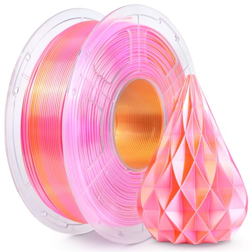 SUNLU Silk PLA Plus 3D Druckerfilament, zweifarbiges glänzendes PLA+ Filament 1.75mm, Seidentexturen, 360° Drehung enthüllt vielfältige Farben, Maßgenauigkeit +/- 0.02mm, 1kg Spule (2.2lbs), Roségold von SUNLU