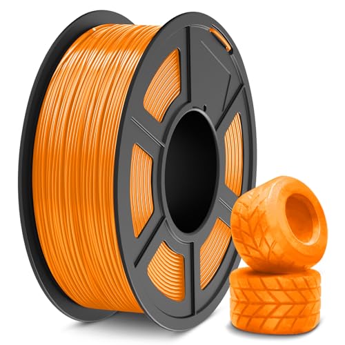 SUNLU TPU Filament, 1KG Flexibles 95A TPU 3D Drucker Filament 1.75mm Maßgenauigkeit +/- 0.03 mm, Hohe Liquidität und Elastizität, 1KG（2.2Lbs) Spule, TPU Filament für FDM 3D Drucker, TPU Orange von SUNLU