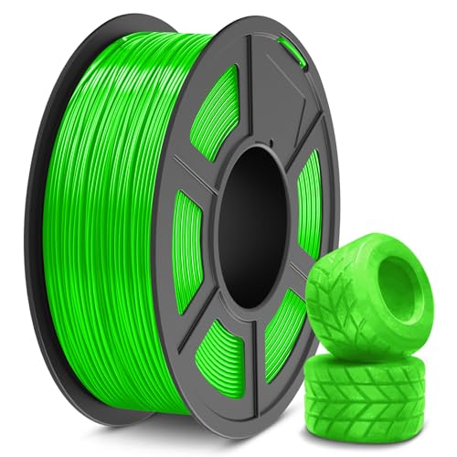 SUNLU TPU Filament, 1KG Flexibles 95A TPU 3D Drucker Filament 1.75mm Maßgenauigkeit +/- 0.03 mm, Hohe Liquidität und Elastizität, 1KG（2.2Lbs) Spule, TPU Filament für FDM 3D Drucker,TPU Grün von SUNLU