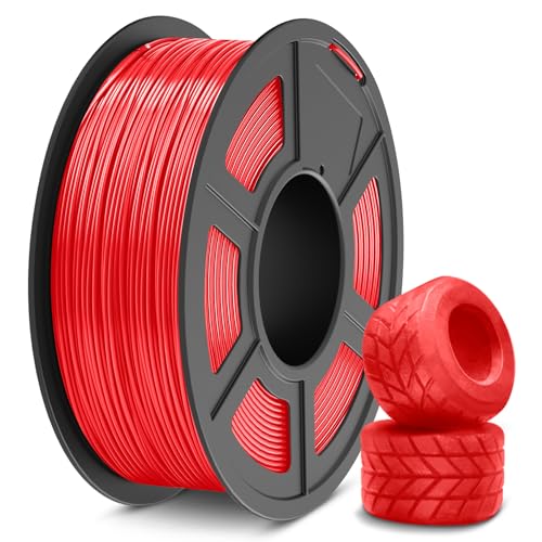 SUNLU TPU Filament, 1KG Flexibles 95A TPU 3D Drucker Filament 1.75mm Maßgenauigkeit +/- 0.03 mm, Hohe Liquidität und Elastizität, 1KG（2.2Lbs) Spule, TPU Filament für FDM 3D Drucker,TPU Rot von SUNLU