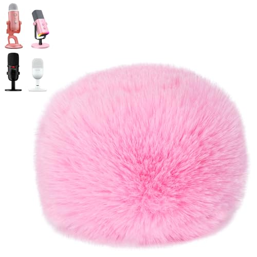 SUNMON Mic Furry Windschutzscheiben-Muff, universelles Mikrofon, kurze Fell-Windschutzscheibe, Mikrofon-Abdeckung, Mikrofon, Pelz-Pop-Filter, Geräuschreduzierung, winddicht, staubdicht (Rosa) von SUNMON
