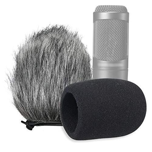 SUNMON Windschutzscheiben- und Schaumstoffabdeckung, Innen- und Außen-Mikrofon-Windschutz für Audio-Technica AT2020, AT2020USB, AT2020USB + Mikrofon AT2035, AT4040, AT2050 Mikrofon (2 Stück) von SUNMON