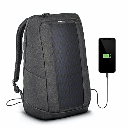 Sunnybag Iconic | Solar-Rucksack mit integriertem 7 Watt Solar-Panel | USB-Anschluss | Wireless-Charging | 17-Zoll Laptopfach | 20 Liter | Wasserabweisendes Recycling-Textil |Graphite von SUNNYBAG
