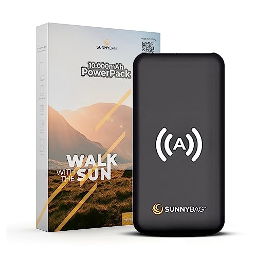 Sunnybag POWERPACK | Externer Akku mit 10.000mAh | Perfekt zum Aufladen mit erneuerbarer Solarenergie | Wireless Charging und OPF-Technologie | 2 USB-Ausgänge | USB-C-Eingang von SUNNYBAG