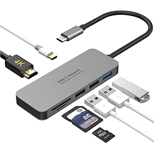SUNSEATON 7-in-1 USB 3.1 Hub mit HDMI Adapter, mit Typ C, 4K HDMI, 3X USB Port, SDXC, Micro SD, für alle USB C Geräte PC/Tablet/Handy etc. von SUNSEATON