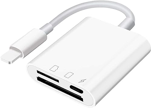 SUNTRSI Kartenleser für Mobiltelefone, Micro-SD-Karten-Kamerakartenleser-Adapter, Kartenleser-Adapter mit doppelter Kartenslot, gleichzeitiges Laden und Kartenlesen, Keine App erforderlich von SUNTRSI