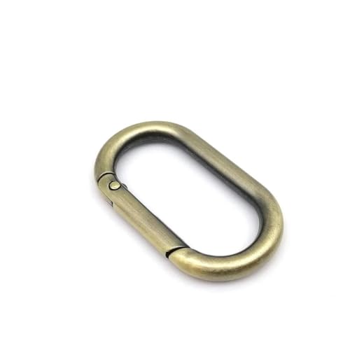 5 Stück Feder-O-Ring, oval, zum Öffnen von Ledertaschen, Handtaschen, Gürtelschnalle, Karabinerverschluss, Schlüsselanhänger, Hundekette, Schnapphaken, innen breit 29 mm, Messing antik gebürstet von SUOCMG