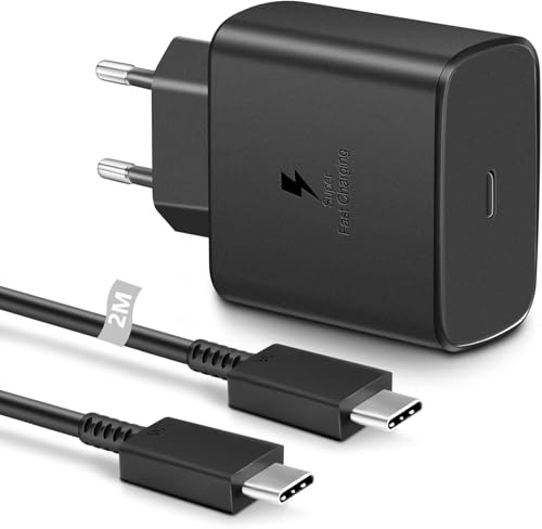 Ultraschnelles 45W Schnellladegerät, Ladegerät für Samsung Galaxy S24 Ultra/S24/S24+/S23 Ultra/S23/S23+/S22/A73/A54/A53 A34, mit 2M Ladekabel USB C Schnellladekabel 5A (1PACK-2M) von SUPBOYI