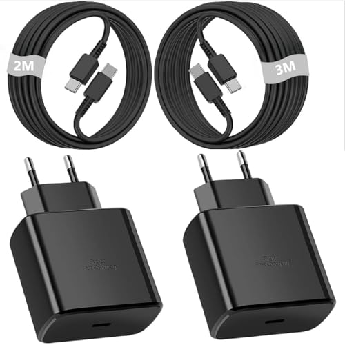 Ultraschnelles 45W Schnellladegerät, Ladegerät für Samsung Galaxy S24 Ultra/S24/S24+/S23 Ultra/S23/S23+/S22/A73/A54/A53 A34, mit 2M Ladekabel USB C Schnellladekabel 5A (2M+3M) von SUPBOYI