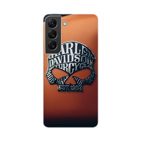 SUPER FABRIQUE Transparente Schutzhülle für Samsung Galaxy, Bedruckt in Frankreich, Thema Skull, kompatibel mit Moto Harley Davidson (Galaxy S22+) von SUPER FABRIQUE