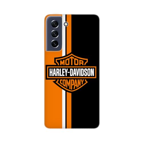 SUPER Made Transparente Design-Hülle für Samsung Galaxy, gedruckt in Frankreich, kompatibel mit Moto Harley Davidson Logo Orange (Galaxy S21 5G) von SUPER FABRIQUE
