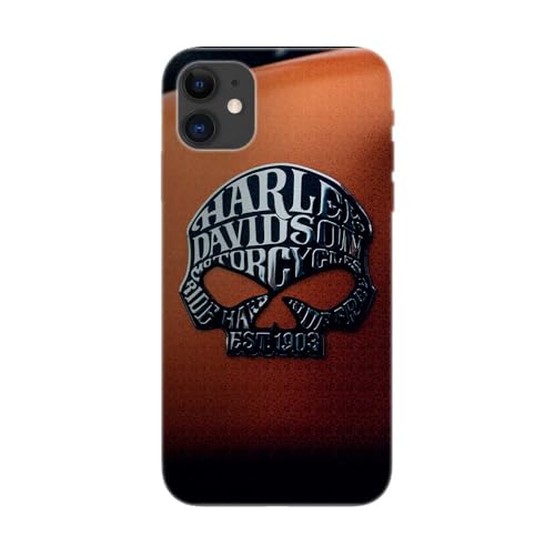 Schutzhülle aus weichem Silikon, transparent, für Apple iPhone, bedruckt in Frankreich, Harley Davidson Skull (iPhone 11) von SUPER FABRIQUE