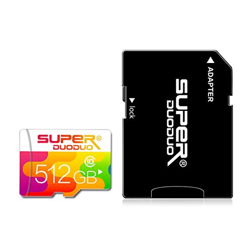 512 GB Micro-SD-Karte, 512 GB Speicherkarte, Klasse 10, TF-Karte, 512 GB, kompatibel mit Computer-Kamera und Smartphone, TF-Speicherkarte mit einem SD-Karten-Adapter (512 GB) von SUPERDUODUO