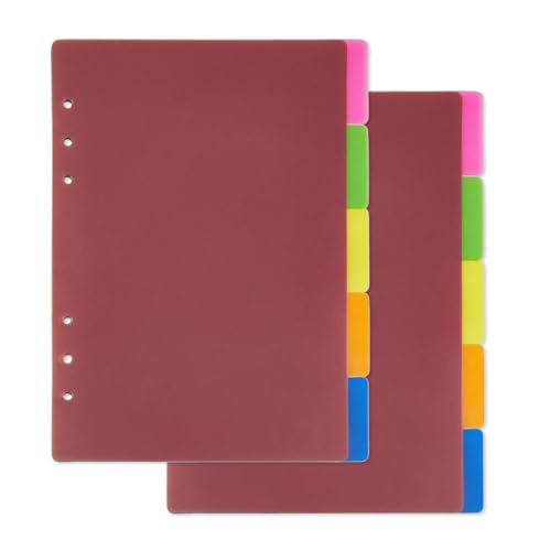SUPERFINDINGS 2 Set Mit 10 Blättern A5 Register Binder Trennblätter Bunte Kunststoff Binder Trennblätter Mit 5 Registerkarten A5 Registerseiten 6 Loch Ring Indexseite Für Planer Notizbuch Journal von SUPERFINDINGS
