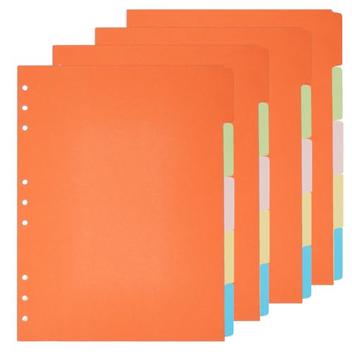 SUPERFINDINGS 4 Packung 5 Register Ordner Teiler 29.5x24cm 9 Ring Ordner B5 Notizbuch Register Teiler Setmit Register Etiketten Bunte Beschreibbare Teiler Für Notizbücher von SUPERFINDINGS