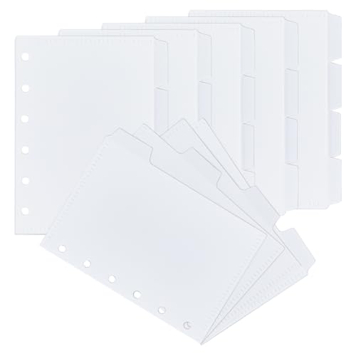 SUPERFINDINGS24 Blättern 12.3x9.1cm Löcher PP Ordnerteiler Weiße Registerreiter Rechteckige Notizbuch Registerteiler Einsteckbare Registerkarten Für Tagebuchordner von SUPERFINDINGS