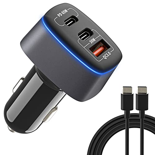 USB C Auto Ladegerät PD SUPERNIGHT Kfz Ladegerät Zigarettenanzünder Adapter 95W 3-Port Type C PD3.0 PPS 65W/30W+QC 30W, für MacBook Dell Lenovo HP ASUS Acer Samsung iPhone iPad, mit 1,5m Typ-C-Kabel von SUPERNIGHT