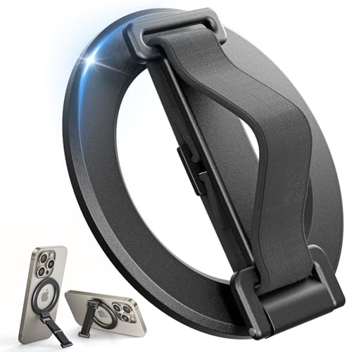 SUPERONE 2023 Upgrade für MagSafe Telefongriff mit Fingerschlaufe, abnehmbarer MagSafe Ringhalter mit Kickstand Fingerschlaufe, MagSafe Zubehör für iPhone 15/14/13/12 Serie, Schwarz SUPERONE 2023 Upgrade für MagSafe Telefongriff mit Fingerschlaufe, abnehmbarer MagSafe Ringhalter mit Kickstand Fingerschlaufe, MagSafe Zubehör für iPhone 15/14/13/12 Serie, Schwarz von SUPERONE