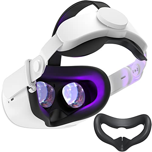 SUPERUS Kopfband & Silikon Face Cover Kompatibel mit Oculus/Meta Quest 2 Zubehör, verbesserter Komfort und hält Ihr VR-Headset schweißfrei (Schwarz) von SUPERUS