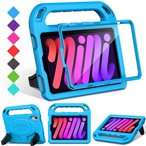 SUPNICE Schutzhülle für iPad Mini 6 (21.1 cm (8.3 Zoll) Version 2021), iPad Mini 6. Generation Hülle mit integriertem Displayschutz, stoßfest, Kinder-Schutzhülle für iPad Mini 6 8.3 Zoll, Blau von SUPNICE