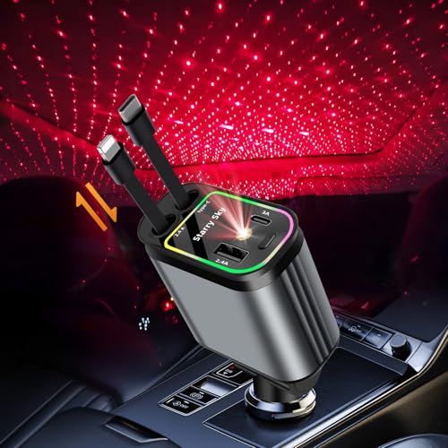 4 in 1 Einziehbares Auto Ladegerät Adapter,Zigarettenanzünder USB C 66W Einziehbares Auto Ladegerät Schnellladegerät Handy KFZ Ladegerät Ladekabel Auto Kompatibel mit iPhone, Samsung Galaxy, Google Pi 4 in 1 Einziehbares Auto Ladegerät Adapter,Zigarettenanzünder USB C 66W Einziehbares Auto Ladegerät Schnellladegerät Handy KFZ Ladegerät Ladekabel Auto Kompatibel mit iPhone, Samsung Galaxy, Google Pi von SUPRBIRD