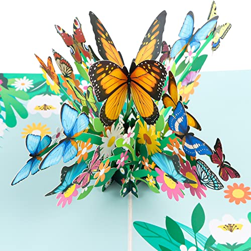 Pop-Up 3D Karte Schmetterlinge und Blumen, 3D Blumenkarte für Frauen Geburtstagskarte Grußkarte Dankeskarte für Muttertag Geburtstag Geburtstagskarten Valentinstag von SUPRROW