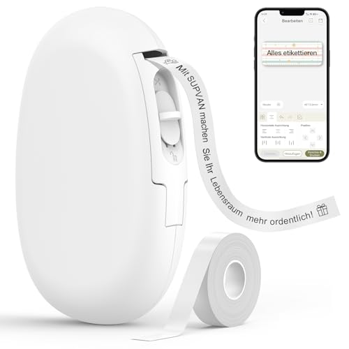 SUPVAN E10 Etikettiergerät, selbstklebend, Bluetooth, tragbar, kompatibel mit iOS und Android von SUPVAN