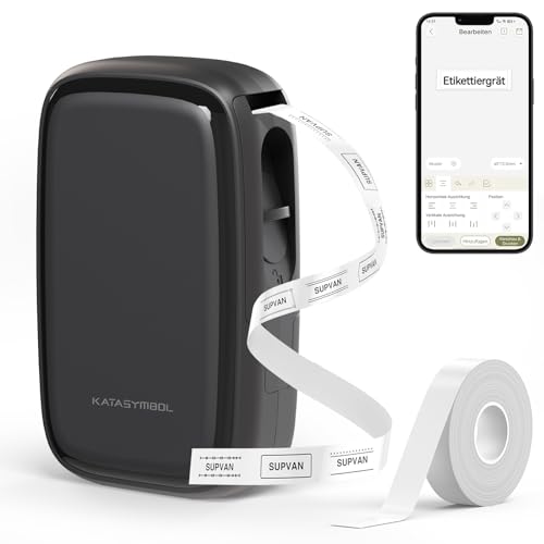 SUPVAN E16 Bluetooth Etikettiergerät, Mini Etikettendrucker mit 1 Rolle 15mm x 6m Etikett für iOS & Android von SUPVAN