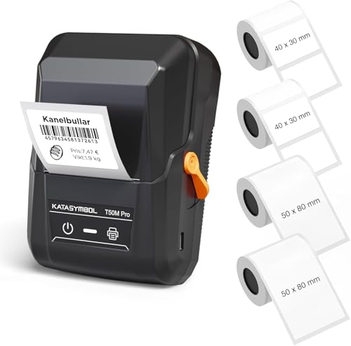 SUPVAN KATASYMBOL T50M Pro Bluetooth Etikettendrucker mit 4 Weiß Etiketten, Mini Beschriftungsgerät Selbstklebend für Einzelhandel, Büro, Supermarkt SUPVAN KATASYMBOL T50M Pro Bluetooth Etikettendrucker mit 4 Weiß Etiketten, Mini Beschriftungsgerät Selbstklebend für Einzelhandel, Büro, Supermarkt von SUPVAN