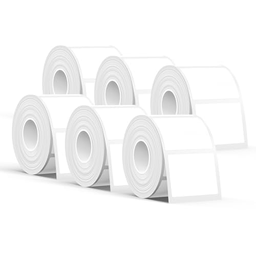 SUPVAN KATASYMBOL T50M Pro/Plus Etikettenband Papier, Wasserfeste Etikettenfür Heim, Schule, Büro, 40 mm x 30 mm, 250 Etiketten/Rolle, Schwarz auf Weiß, 6 Rollen von SUPVAN