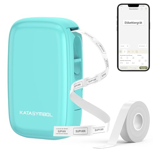 SUPVAN Katasymbol Beschriftungsgerät Selbstklebend - E16 Bluetooth Etikettiergerät, Mini Etikettendrucker mit 1 Rolle 15 mm x 6 m Etikett für iOS & Android von SUPVAN