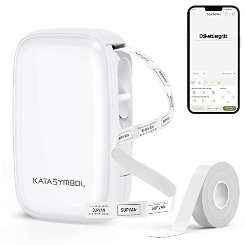 SUPVAN Katasymbol E16 Etikettendrucker - Tragbarer Bluetooth Beschriftungsgerät Selbstklebend, Mini Thermo Etikettiergerät für Zuhause, Büro, iOS & Android, mit 1 Rolle 15mm x 6m Etikett von SUPVAN