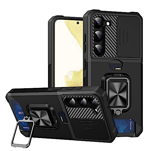 Kompatibel mit Samsung Galaxy S24 Plus TPU-Hülle mit Kameraschutz, 360° drehbarer Ringhalter, stoßfeste Schiebeobjektiv-Abdeckung, magnetische Kartenfächer, Stand-Schutzhülle, Schwarz Kompatibel mit Samsung Galaxy S24 Plus TPU-Hülle mit Kameraschutz, 360° drehbarer Ringhalter, stoßfeste Schiebeobjektiv-Abdeckung, magnetische Kartenfächer, Stand-Schutzhülle, Schwarz von SUPWALL